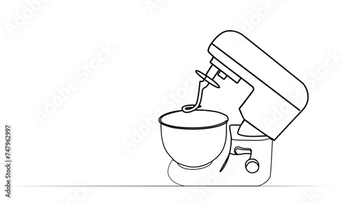 continuous drawing of a dough mixer with one line. vector