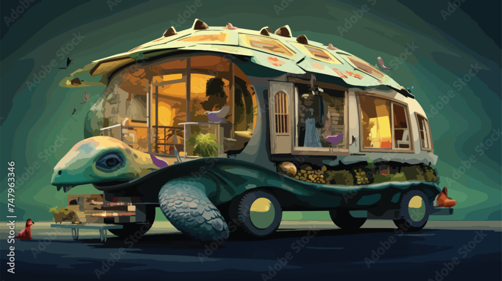 Turtle mobile home graphics fictional abstract con