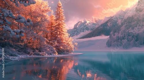 A frosty autumn morning at a high-altitude lake