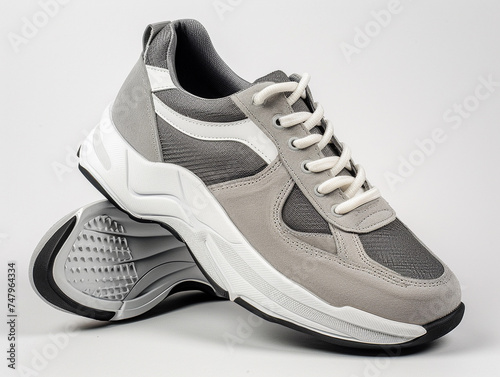 Sleek Grey Casual Sport Sneakers