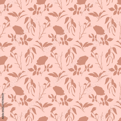 Floral seamless pattern with roses blossom flowers