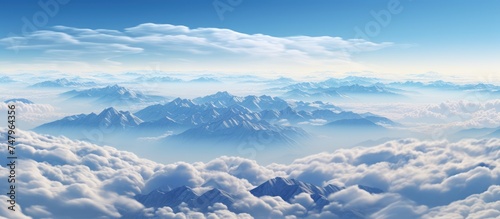sea of clouds, view from the top of the mountain