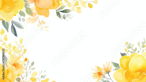 Watercolor yellow frame on white background white #747964392