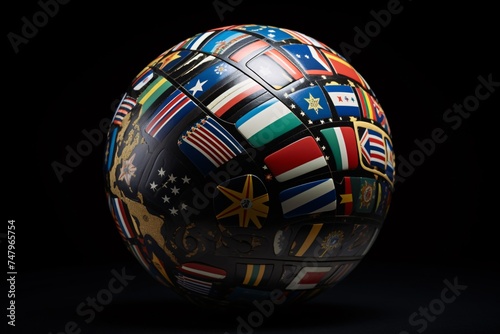 a ball with flags on it