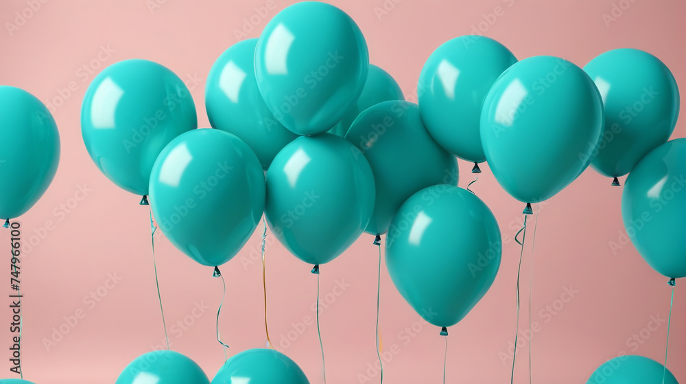 Birthday balloons on a pastel background, generative AI

