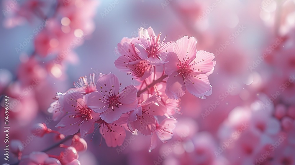 Sakura blossom. Japanese cherry flowers.