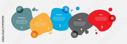 5 step process information graphic. 
Abstract template infographic layout with liquid concept