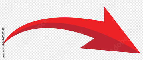 red arrow icon png on white background. flat style. arrow icon for your web site design, logo, app, UI. arrow indicated the direction symbol. curved arrow sign