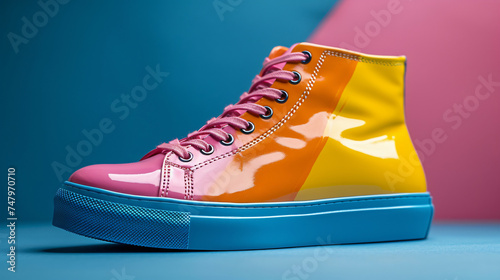 colorful shoes mock up isolated on blue background
