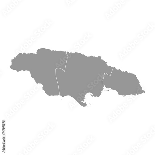 Jamaica map with counties. Vector illustration.