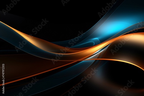 a blue and orange wavy lines on a black background