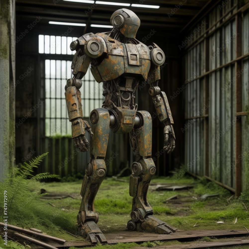 Rusty robot standing in an abandoned factory
Rusty robot standing in an abandoned factory