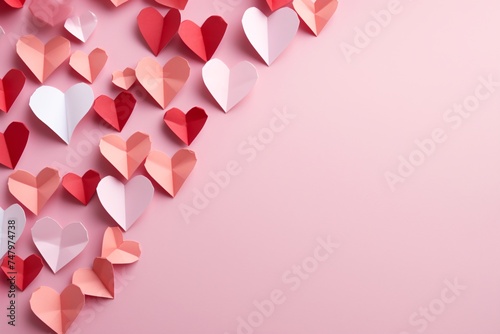 a group of paper hearts
