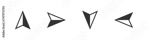 Compass arrow icon. Navigation point of north, south, east and west direction. Vector