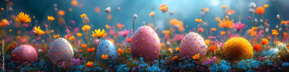 Unusual design for Easter using acidic colors, surreal reality