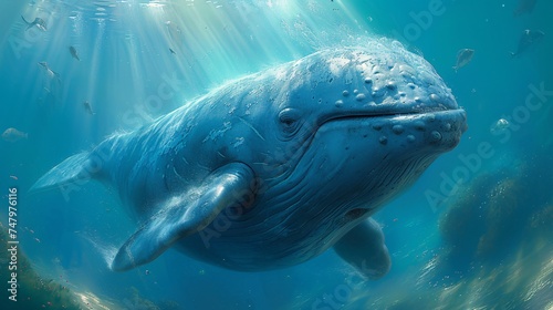 a whale swimming in the water © TONSTOCK