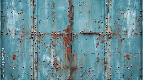 Rusty grunge texture red rust on a blue color © Gefer