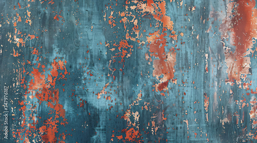 Rusty grunge texture red rust on a blue color