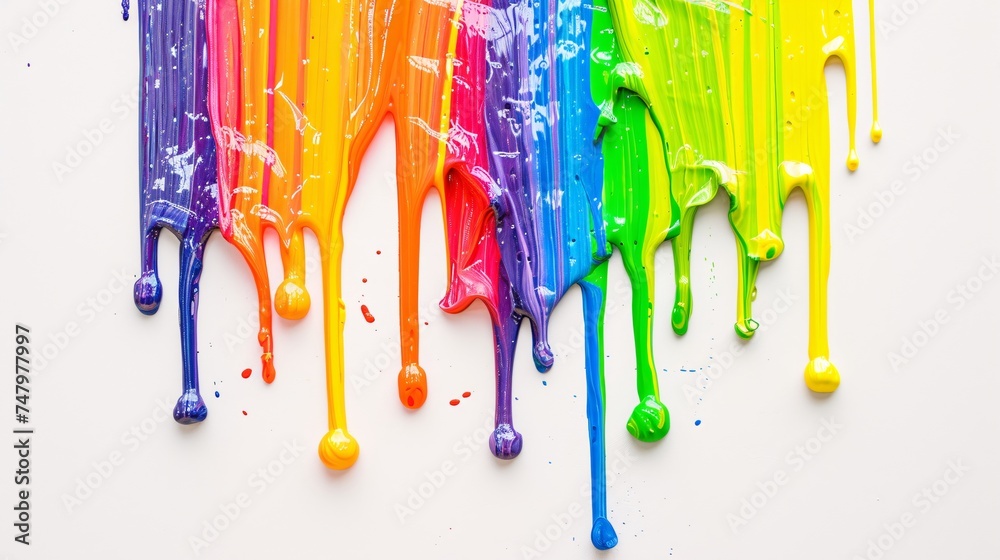 a rainbow colored paint dripping down