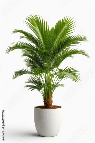 Isolate Green Palm Tree against white wall  indoor plant decoration mock up