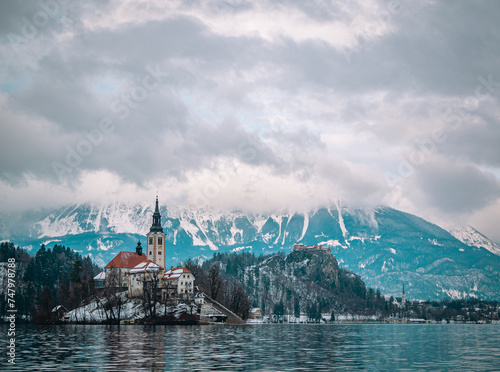 Lake Bled landscape in cold weather © Levente