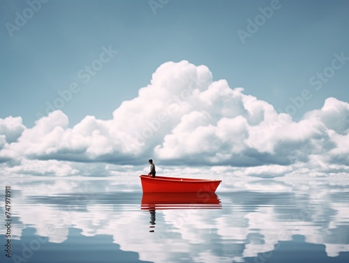 a person in a boat on water photo