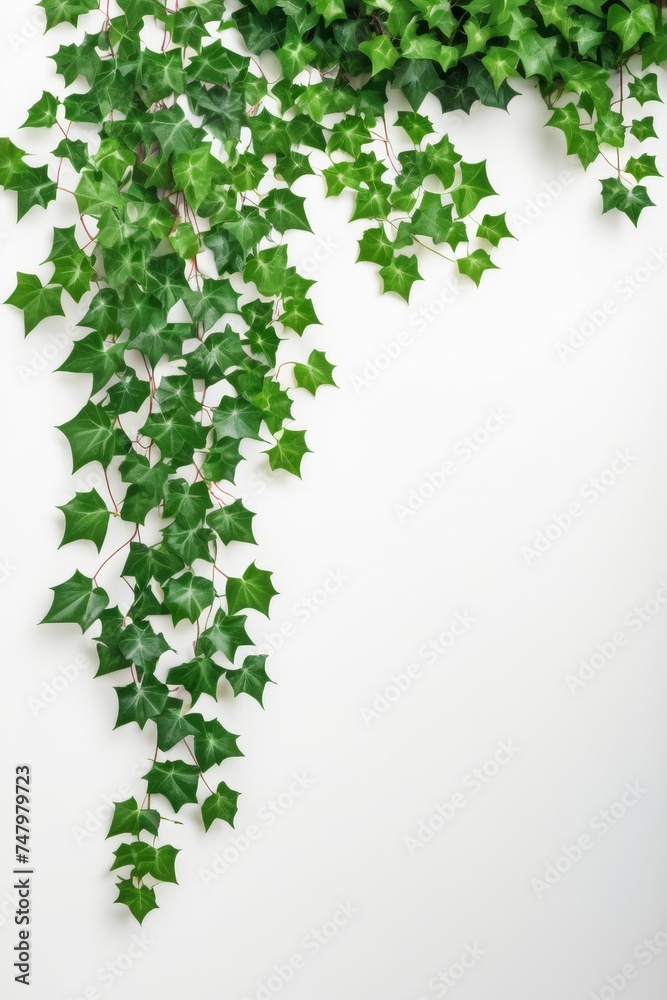 Isolate Ivy plant against white wall, indoor plant decoration mock up