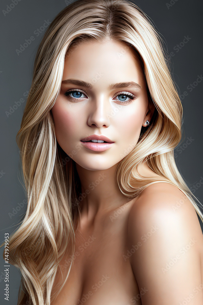 Fototapeta premium Young Stylish and Modern Teenage Girl Portrait, created with Generative AI technology
