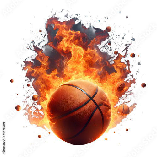 Fiery basketball Isolated on white background.  © abdel moumen rahal