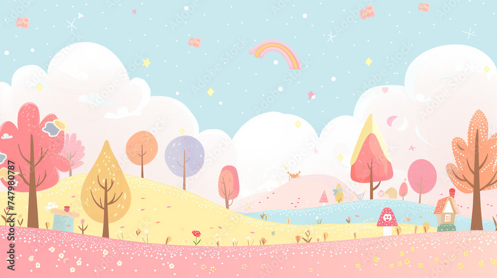 Colorful cute illustration for poster background