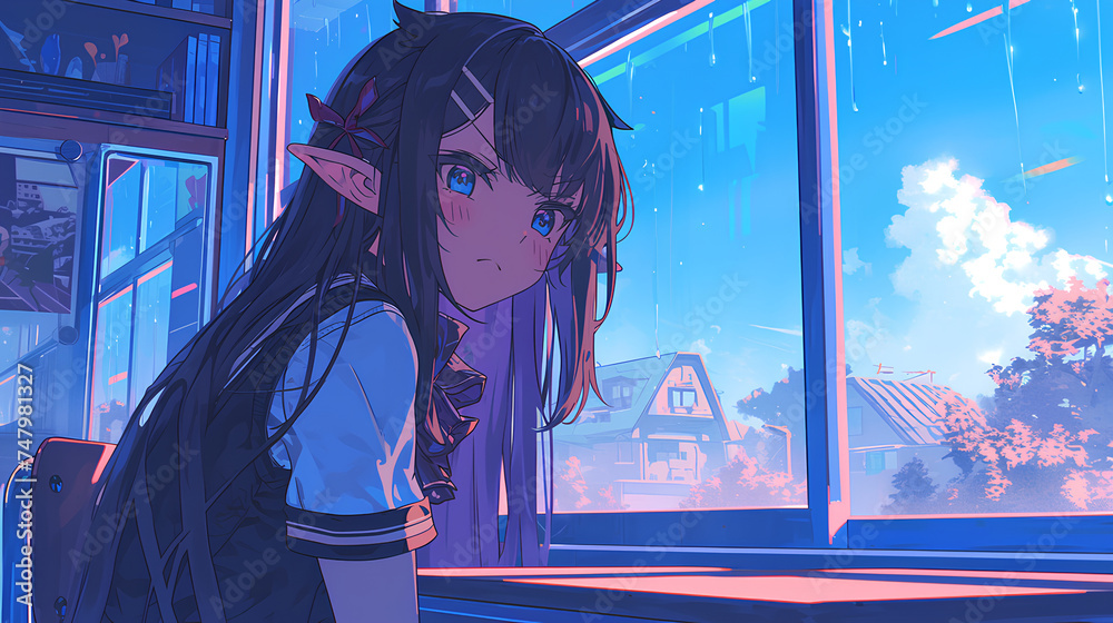 Cute anime fairy girl expression angry and embarrassed Cute anime fairy girl expression angry and embarrassed