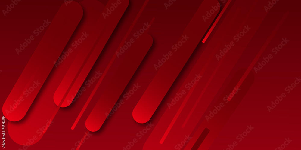 Abstract lines pattern technology on red gradients background. Modern red abstract vector long banner background. Vector illustration abstract graphic design banner pattern background template.