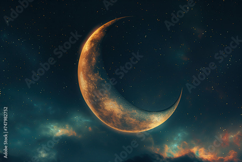the crescent appears at starry night