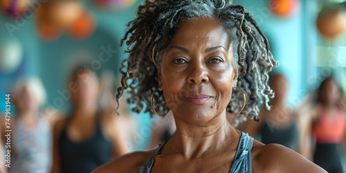 Middleaged women of color enjoying dance class in fitness studio. Concept Dance Class, Middle-Aged Women, Women of Color, Fitness Studio, Enjoying Personal Growth