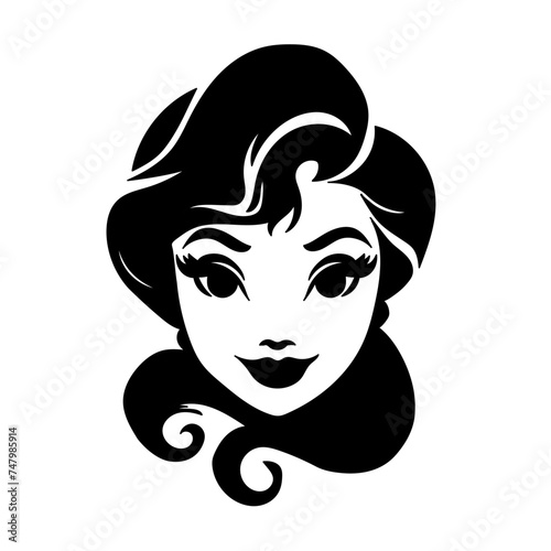 Vector illustration of woman's face on white separate background