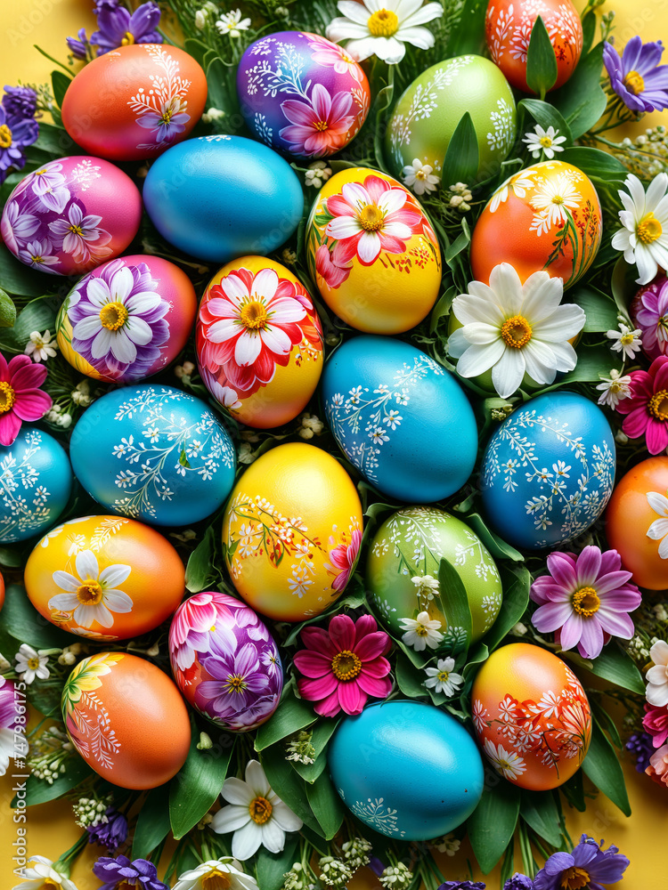 colourful easter eggs with floral patterns, easter decoration background, colourful eggs, spring flower, spring joy, easter gift, easter tradition, festive, holiday colourful easter eggs with floral patterns, easter decoration background, colourful eggs, spring flower, spring joy, easter gift, easter tradition, festive, holiday