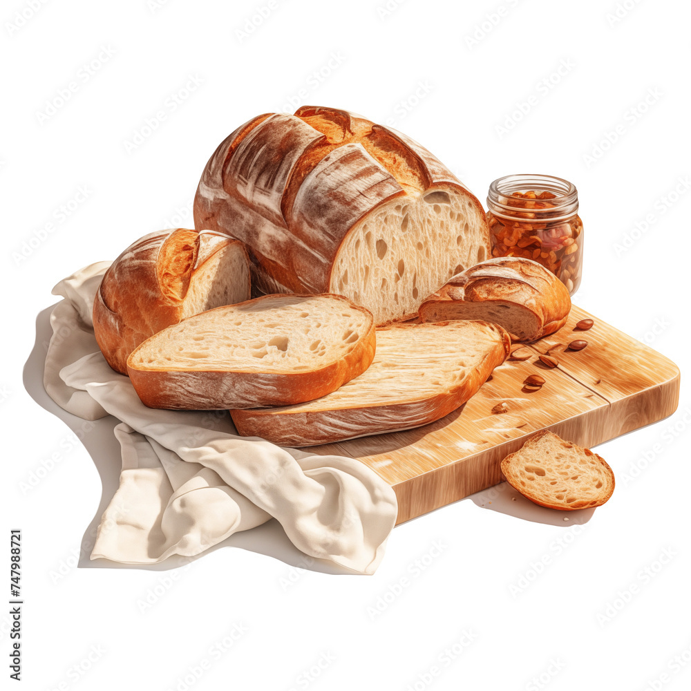 Rustic bread watercolor illustration