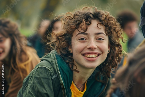 Wavy Hair, Yellow Shirt, and Smiling Face A Catchy and Optimized Adobe Stock Title Generative AI