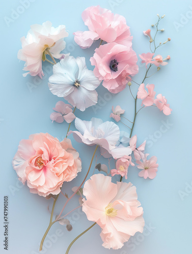 Spring Flowers Pastel Colors Abstract Background. Perfect for conveying a sense of calmness, dreaminess, or simply to add a soft visual touch. © Voysla