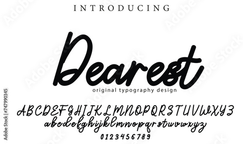 Dearest Font Stylish brush painted an uppercase vector letters, alphabet, typeface