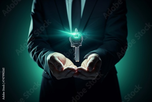 a person holding a key