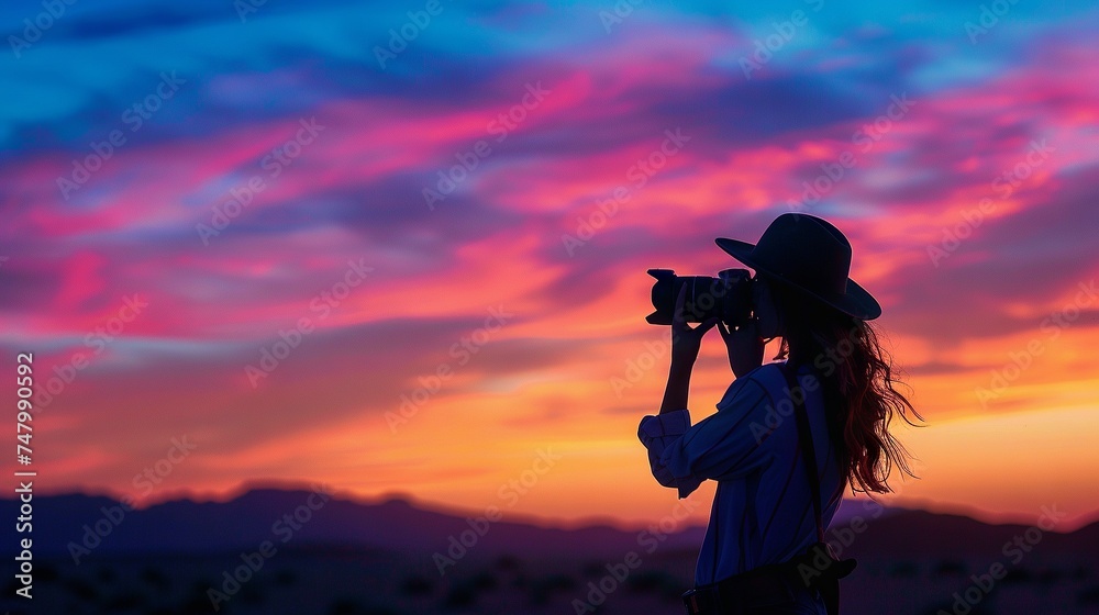 Silhouette of Woman Against Desert Sunset
Silhouette of Woman Against Desert Sunset