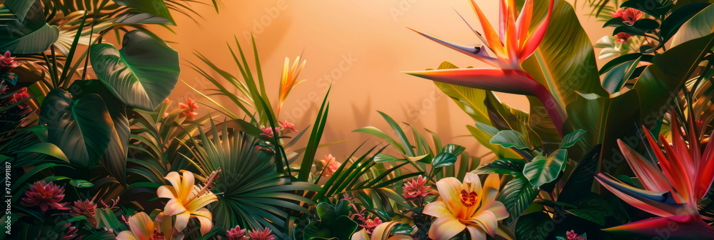 An exotic tropical paradise with exotic flowers, proteas and tropical foliage to create a luxurious and exotic ambiance. An exotic tropical paradise with exotic flowers, proteas and tropical foliage to create a luxurious and exotic ambiance.