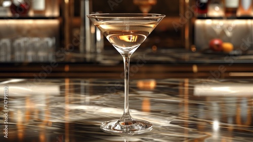 A classic martini glass, perfectly clear, poised elegantly, the quintessence of cocktail artistry, a staple of refined taste, AI Generative