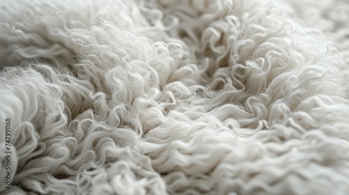 A detailed image capturing the luxurious texture of white wool, AI Generative