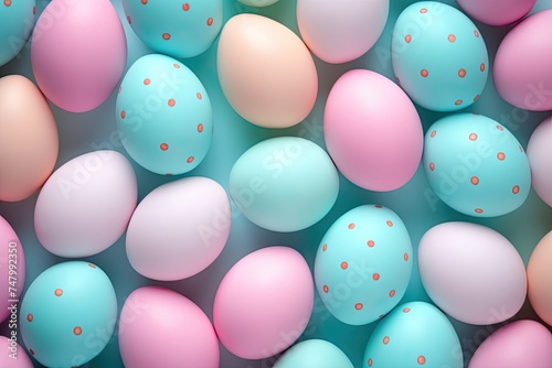 Colorful Easter Eggs with Polka Dots on a Pastel Background