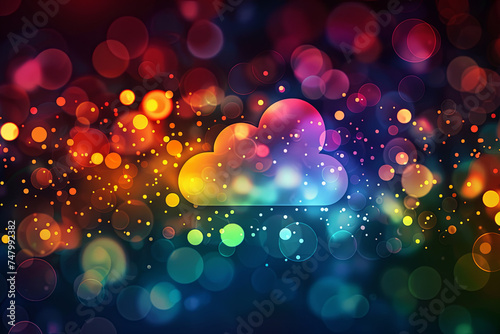 A cloud icon for cloud technology with colorful background