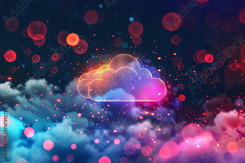 A cloud icon for cloud technology with colorful background