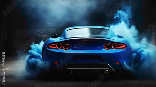 sports car in red pink orange blue green purple and black car background with multicolor smoke rising from the car abstract luxurious ultra background  © Ya Ali Madad 