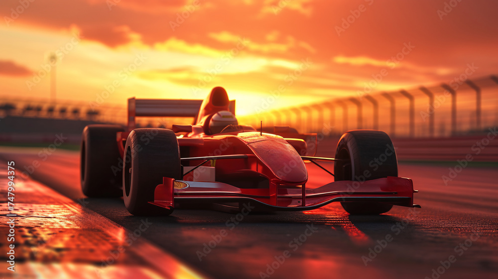 Naklejka premium a red race car on a track